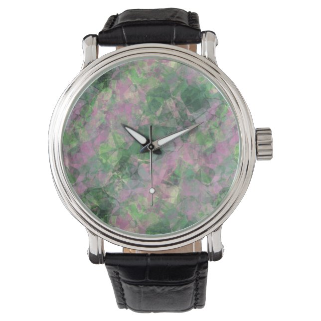 Crumpled Spring Green Texture Armbanduhr (Vorderseite)