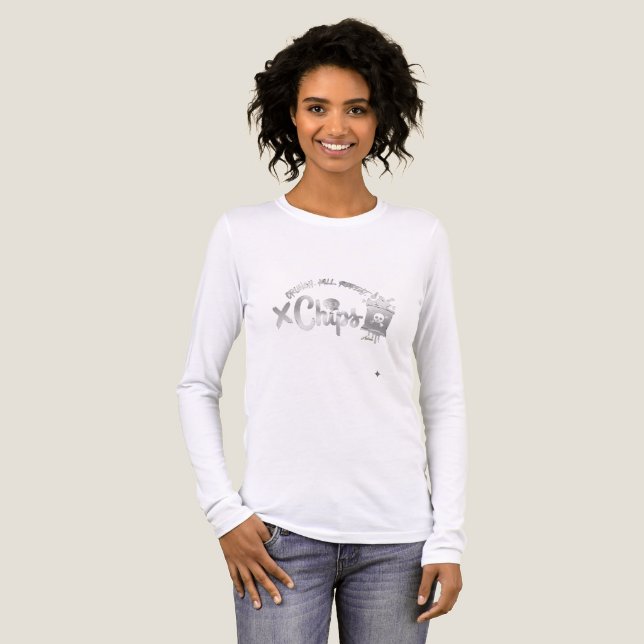 Crunch Roll Repeat White Long Sleeve Chips T-Shirt Tri-Blend Shirt (Vorderseite voll)