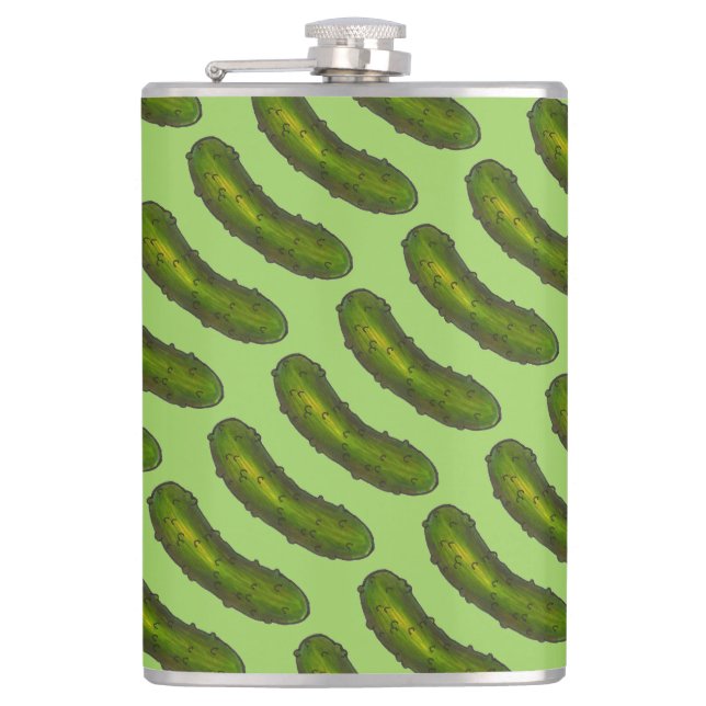 Crunchy Green Kosher Dill Deli Pickle Feinschmecke Flachmann (Vorderseite)