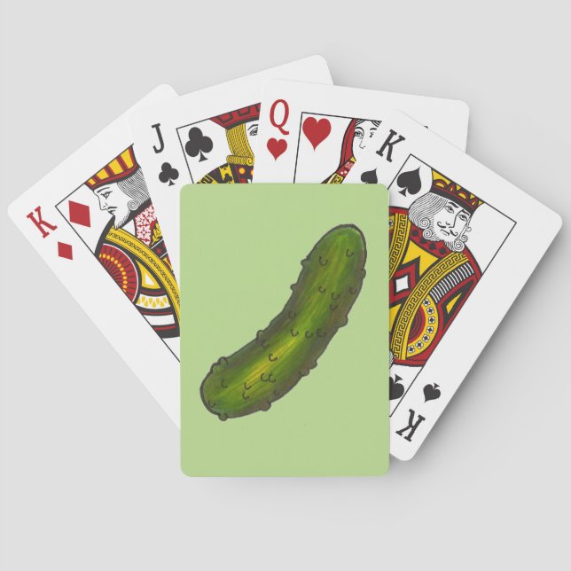 Crunchy Green Kosher Sour Dill Pickle Feinschmecke Spielkarten (Rückseite)