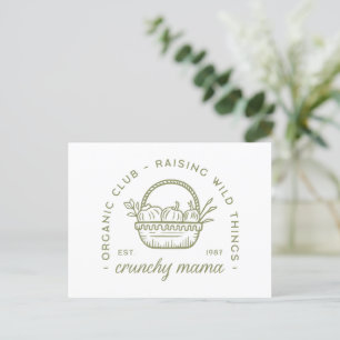 Crunchy Mama Bio vegetarisch ökologisch grün Postkarte