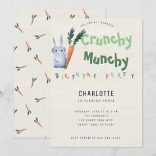 Crunchy Munchy Bunny Birthday Party Niedliches Kin Einladung