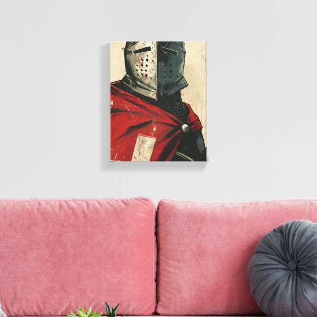 Crusader Knight Illustration Leinwanddruck (Insitu (Wohnzimmer))
