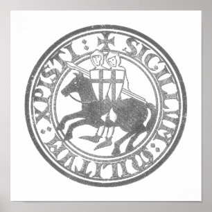 Crusader Templar Knights Siegel Logo Deus Vult old Poster