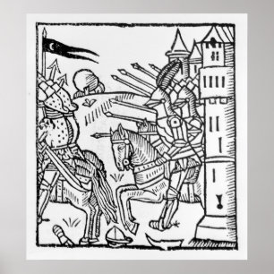 Crusading reiten Ritter heraus, um Kampf zu tun Poster