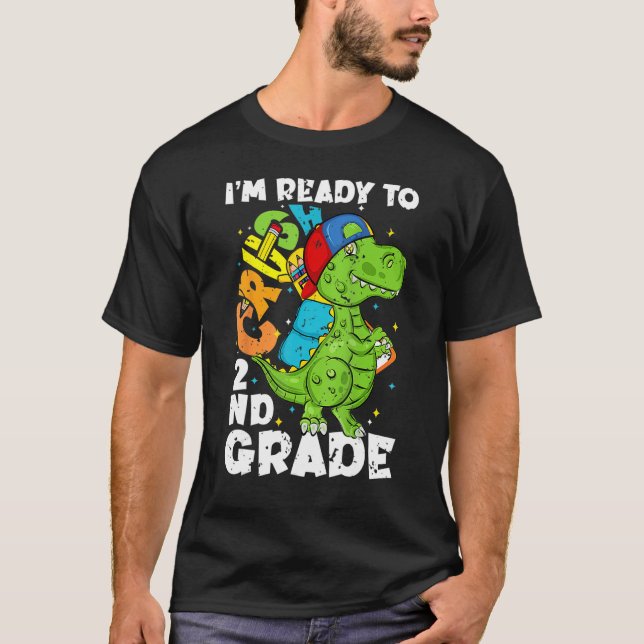 Crush 2nd Grade Rex Dinosaur Back To School Boys K T-Shirt (Vorderseite)