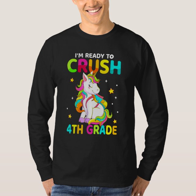 Crush 4th Grade Dabbing Unicorn Back To School Gir T-Shirt (Vorderseite)