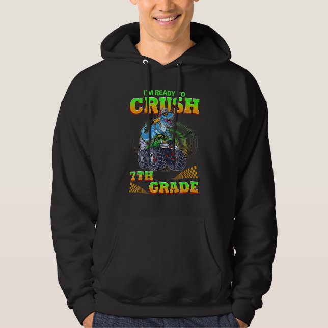 Crush 7th Grade Dinosaur Back To School For Teache Hoodie (Vorderseite)