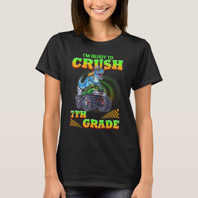 Crush 7th Grade Dinosaur Back To School For Teache T-Shirt (Vorderseite)