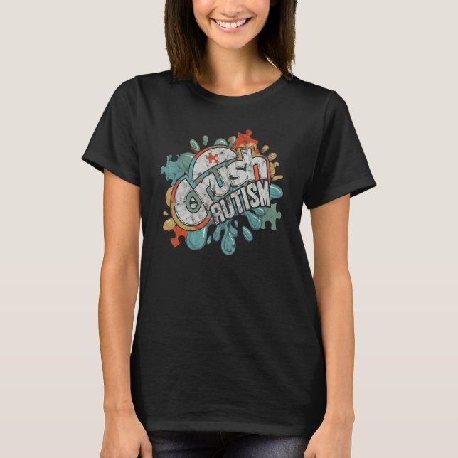Crush Autismus Retro Vintag Autismus Bewusstsein T-Shirt (Vorderseite)