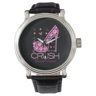Crush Breast Cancer Awareness Bling Pink Ribbon Armbanduhr