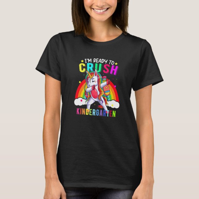 Crush Kindergarten Dabbing Einhorn Zurück zur Schu T-Shirt (Vorderseite)