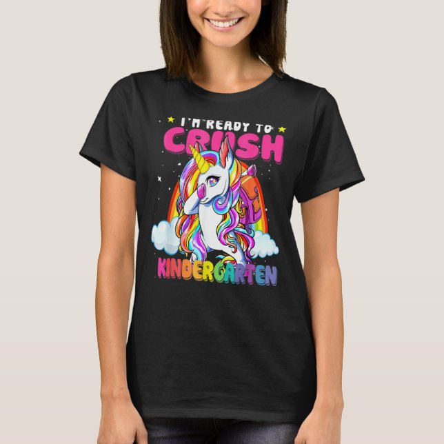 Crush Kindergarten Dabbing Unicorn Back To School  T-Shirt (Vorderseite)