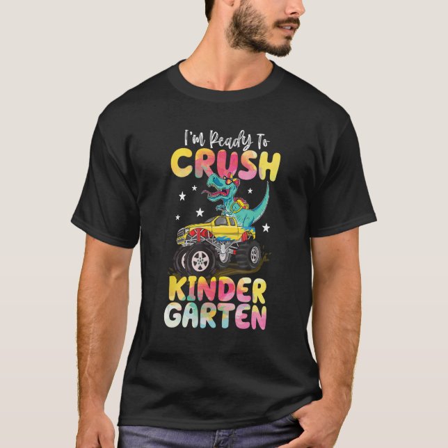 Crush Kindergarten Dinosaurier Monster Zurück T-Shirt (Vorderseite)