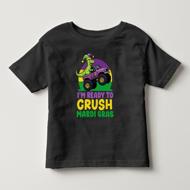Crush Mardi Gras Monster Truck Dinosaur rex Todd Kleinkind T-shirt (Vorderseite)