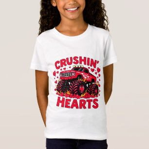 Crushin Hearts Monster Truck Valentinstag Kinder T-Shirt