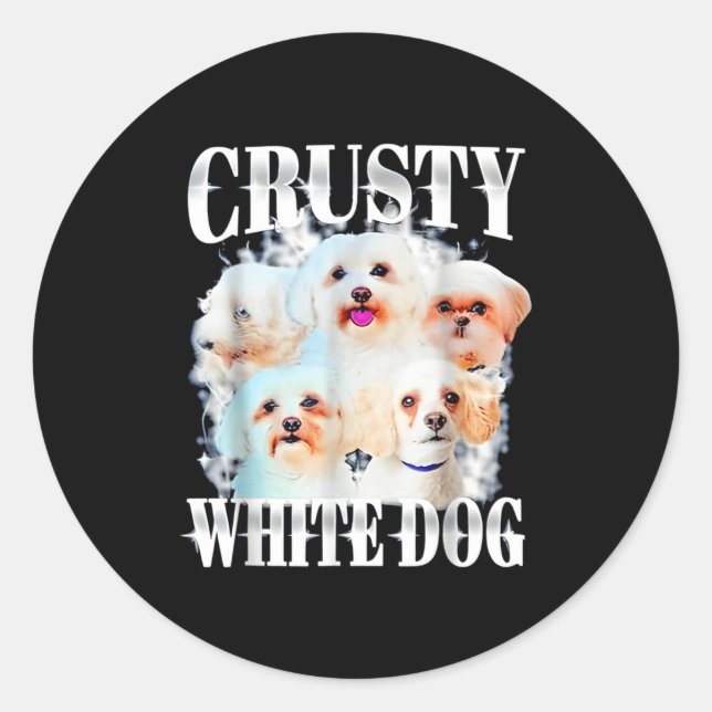 Crusty White Dog Funny For Men Women  Runder Aufkleber (Vorderseite)
