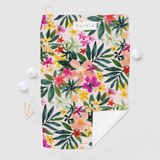 CRUZIFIZIERT farbenfrohe tropische Flora  Golfhandtuch (Insitu)