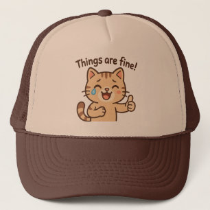 Cry Cat Sticker - "Es geht gut!" Funny Cart Truckerkappe