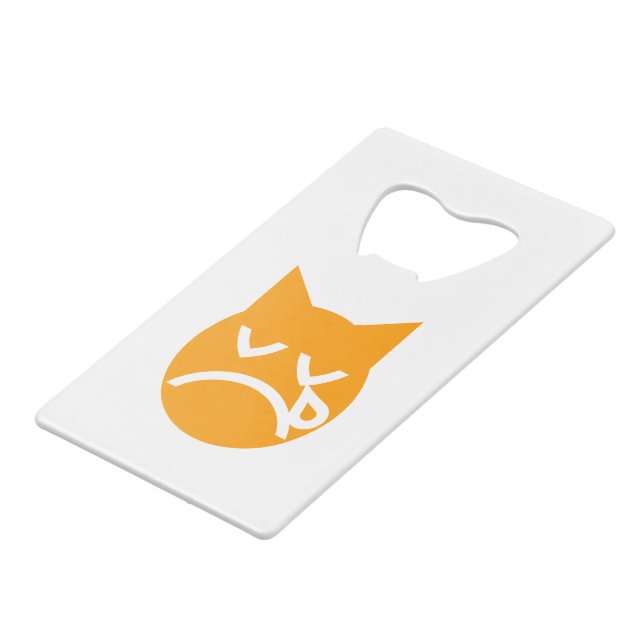 Cry Emoji Cat Kreditkarten Flaschenöffner (Vorderseite Schrägansicht)