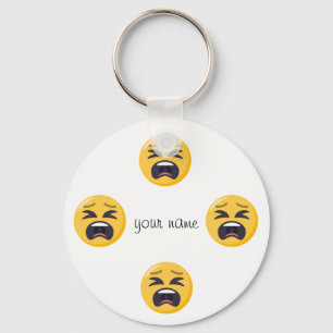 Cry Emoji Face und '' Ihr Name hier " Schlüsselanhänger
