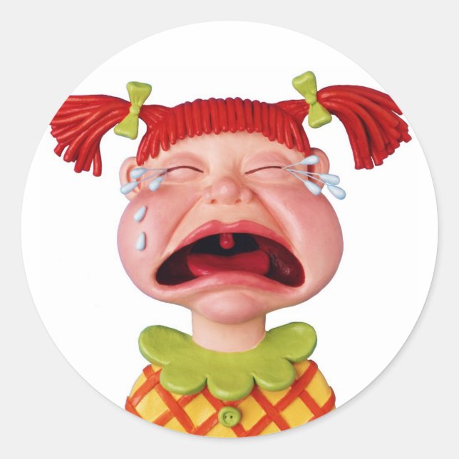 Cry GirlW Runder Aufkleber (Vorderseite)