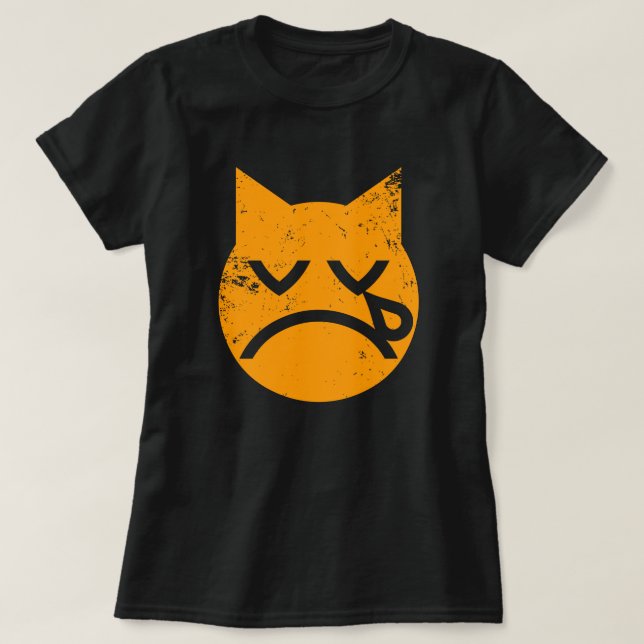 Cry Grunge Cat Emoji T-Shirt (Design vorne)