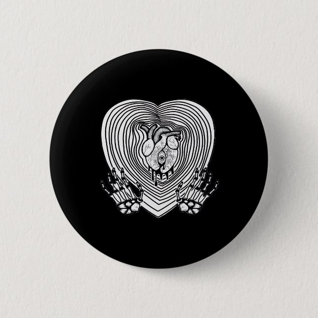 Cry Heart Classic - Skeleton Handherz Button (Vorderseite)