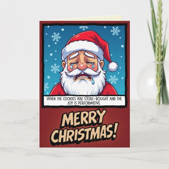 Crying Santa Funny Christmas Karte (Vorderseite)