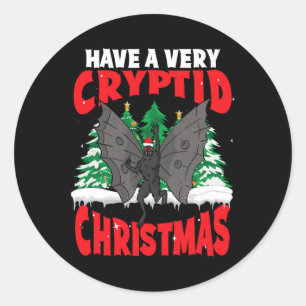 Cryptid Christmas Cryptozoology Merry Mothmas Moth Runder Aufkleber