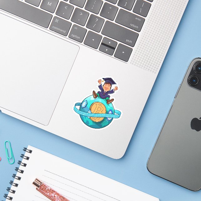 Crypto-Abschluss Aufkleber (Laptop mit iPhone)