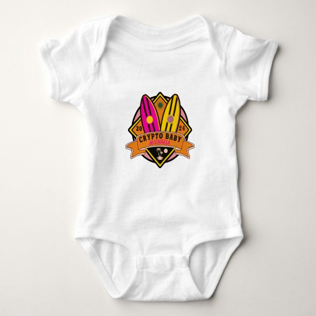 CRYPTO BABY Baby mit Namen und Geburtsdatum Baby Strampler (Vorderseite)