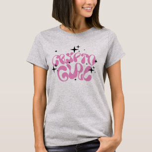 Crypto Girl Retro rose Lettres sur T-shirt gris