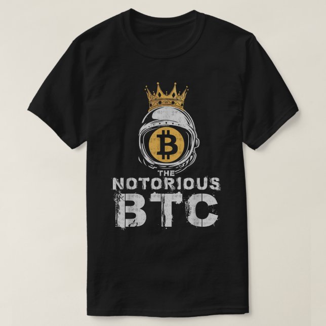 Crypto King Astronaut Bitcoin Design T-Shirt (Design vorne)
