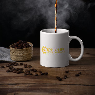 Crypto Life Coffee Company Original Gold Logo Kaffeetasse