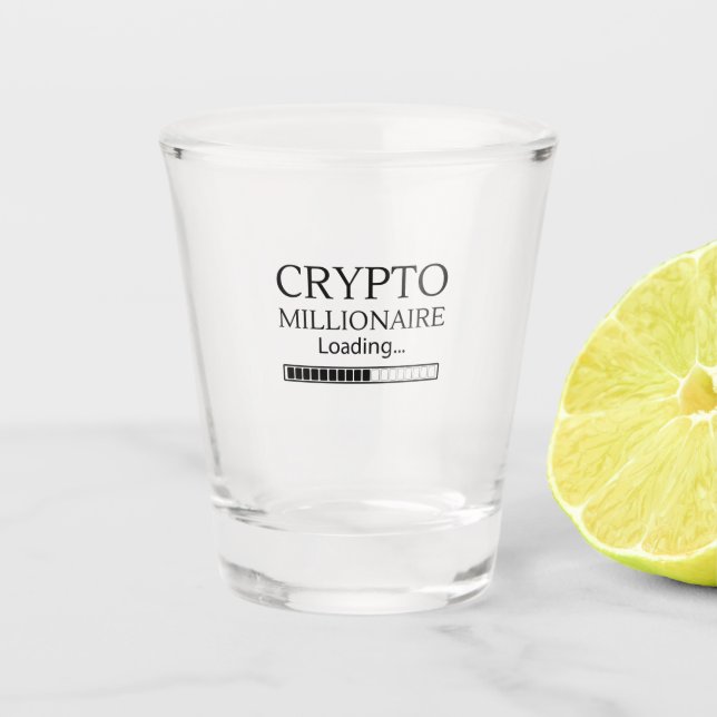 Crypto Millionaire Loading bitte warten Schnapsglas (Vorderseite)