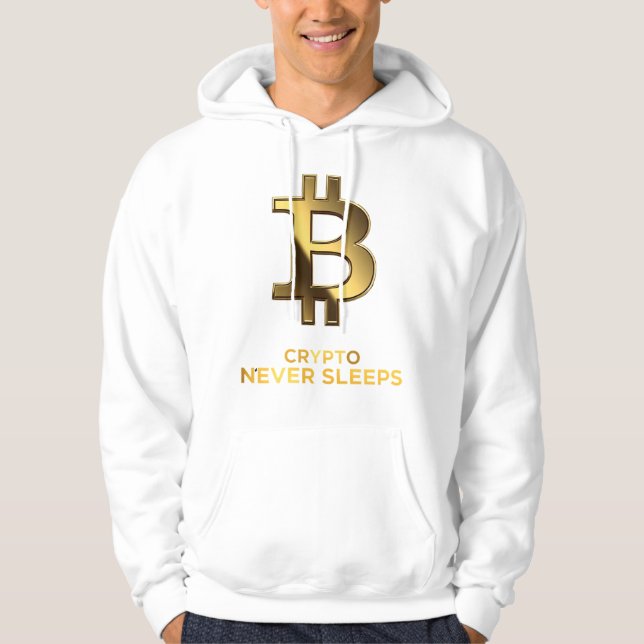 Crypto Never Sleeps Bitcoin Hoodie (Vorderseite)