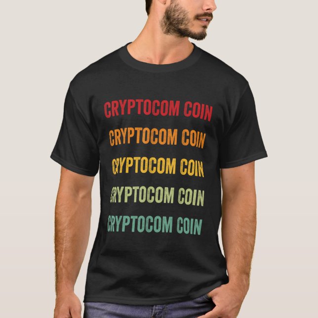 Cryptocom Coin Crypto Rainbow Text Design T-Shirt (Vorderseite)
