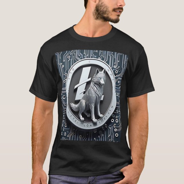 Cryptocurrency Symbol with Looping Wolf T-Shirt (Vorderseite)