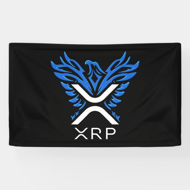 Cryptowährung XRP-Krypto-Logo Blue Rising Phoenix Banner (Horizontal)