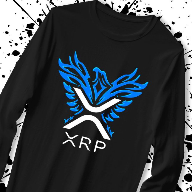 Cryptowährung XRP-Krypto-Logo Blue Rising Phoenix T-Shirt (Von Creator hochgeladen)