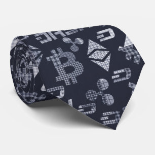 Cryptowährungen Tartan Blue Pattern Neck Tie Krawatte