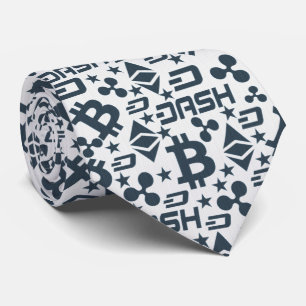 Cryptowährungs Blue & White Pattern Neck Tie Krawatte