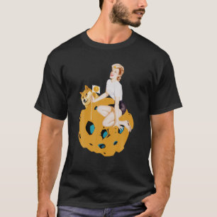 Cryptowährungs-Button-Up-Girl-Hodling Dogecoin Dog T-Shirt