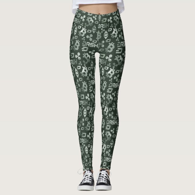 Cryptowährungs-Green Money-Muster Leggings (Vorderseite)