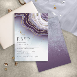 Crystal Agate Wedding Amethyst ID825 RSVP Card Karte