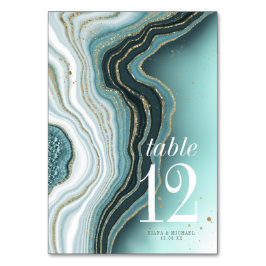 Crystal Agate Wedding Tischnummer Aquamarin ID825