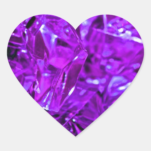 Crystal Amethyst Lila Gemstone Herz-Aufkleber (Vorderseite)