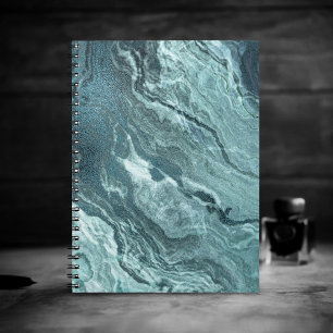 Crystal Aquamarin Agate Dark Aqua Marble Stone Notizblock