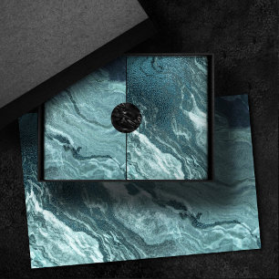 Crystal Aquamarin Agate   Dark Aqua Marble Stone Seidenpapier